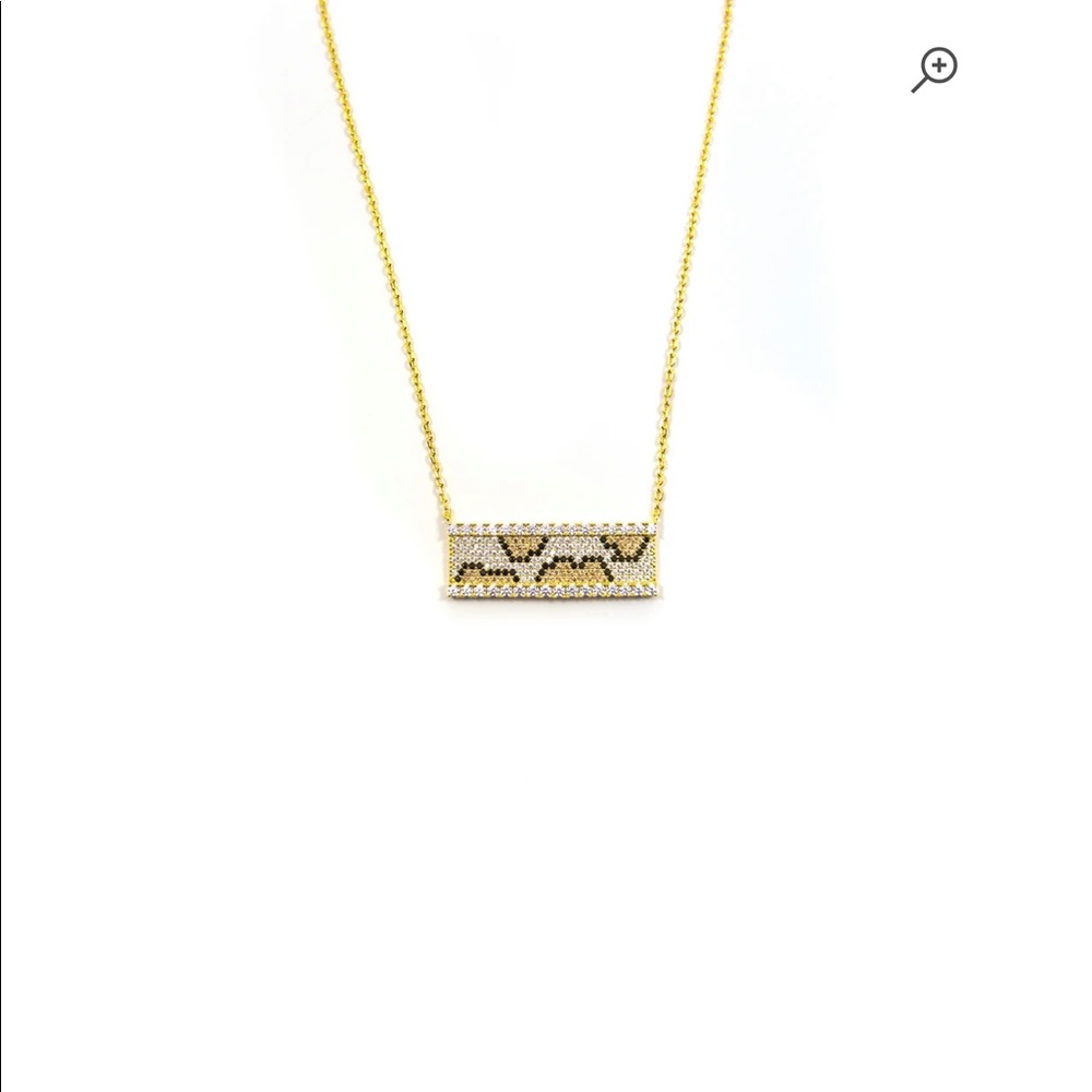 Leopard Swarovski Bar Necklace